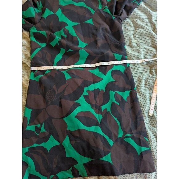Milly Women's Size Small Green Floral 3/4 Sleeve Shift Knee Length Dress - Picture 6 of 7